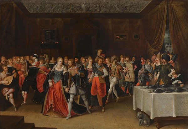 An Interior Scene with Elegant Figures at a Wedding