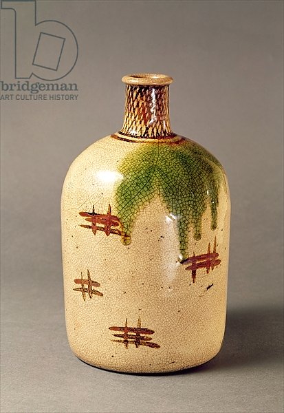 Sake bottle, from Oribe