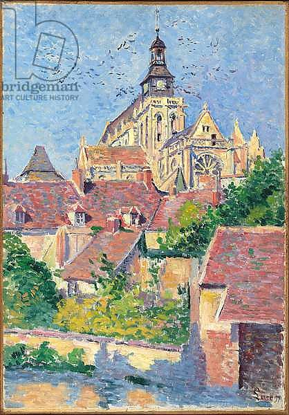 Gisors Cathedral, view from Fosse aux Tanneurs, 1897