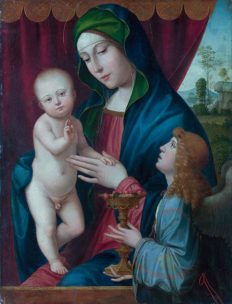 Дева Мария с ребенком и ангел