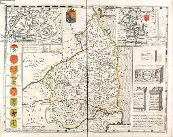 Map of Northumberland, from 'The Theatre of the Empire of Great Britaine', 1611-12