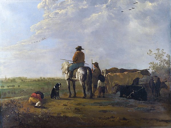 Пастух с помошниками и скотом