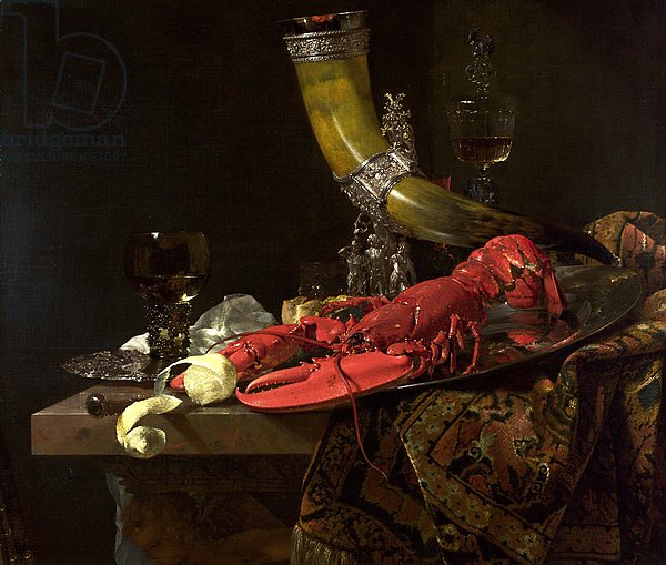 Still Life with the Drinking-Horn of the St. Sebastian Archers' Guild, Lobster and Glasses, c.1653
