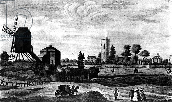 The South View of Barnes, printed by Henry Overton