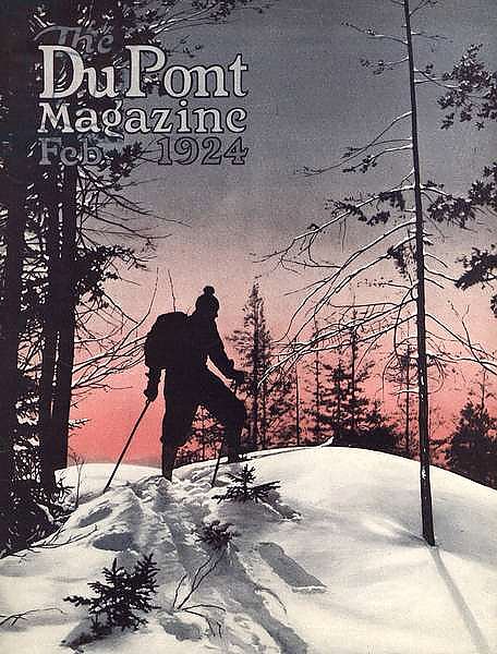 Skiing, front cover of the 'DuPont Magazine', February 1924