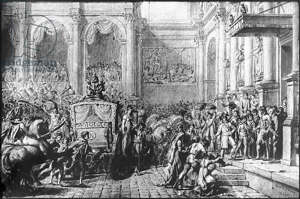 Back from the Consecration, Napoleon arriving at the Hotel de Ville, Paris, 1805