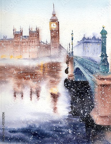 Постер Зимний Лондонский пейзаж