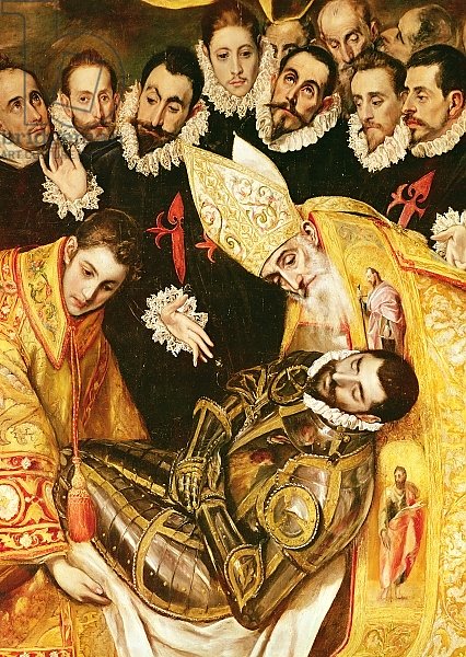 The Burial of Count Orgaz, detail of the Count with St. Stephen and St. Augustine, 1586