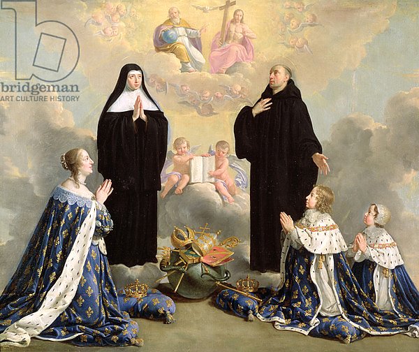 Постер Шампень Филипп Anne of Austria and her Children at Prayer with St. Benedict and St. Scholastica, 1646