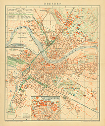 Постер Карта Дрездена, конец 19 в. 1