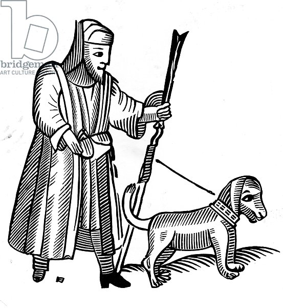 Pilgrim with a dog