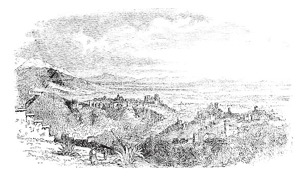 View of village at Granada, Andalusia, Spain vintage engraving