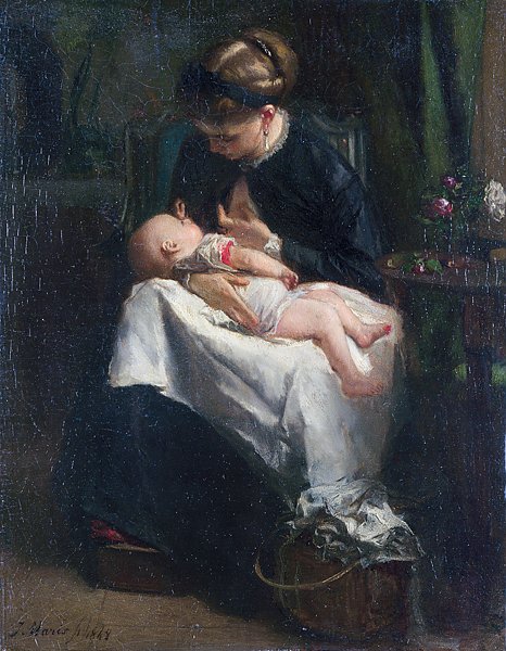 Молодая женщина, ухаживающая за ребенком