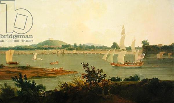 Pinnace Sailing Down the Ganges past Monghyr Fort, c.1791
