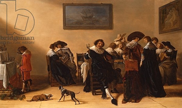 A Merry Group in an Interior, eating and drinking