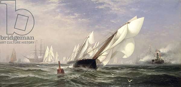 American yacht Sappho winning the race with the English yacht Livonia for the America Cup, 1871
