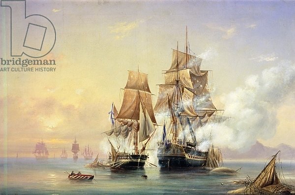 The Russian Cutter Mercury captures the Swedish frigate Venus on 21st May 1789, 1845