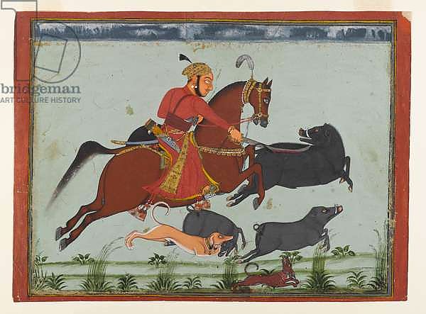Maharaja Pratap Singh II of Mewar Hunting Boar, c.1750-75