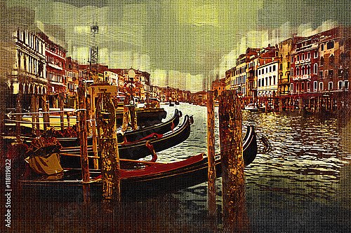 Гондолы на пристани в Венеции