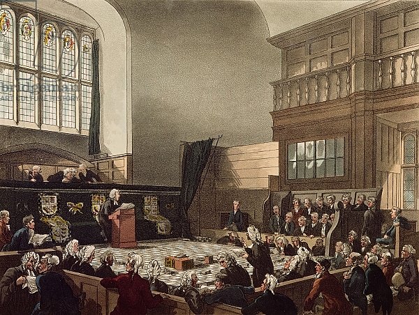 Court of Exchequer, Westminster Hall, engraved by J. C. Stadler, 1808
