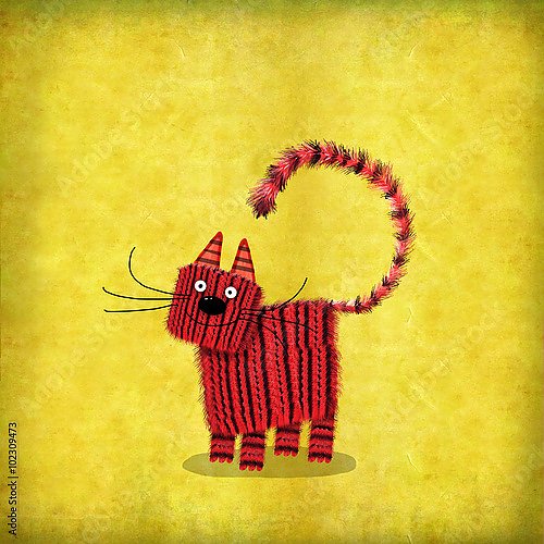 Красный котенок, хвост кольцом