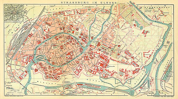 Карта Страсбурга в Эльзасе 1