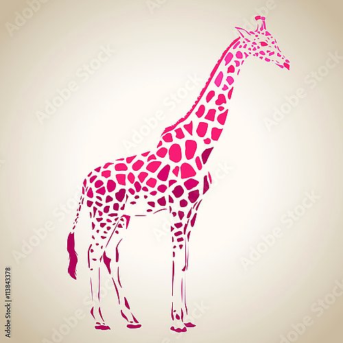 Розовый силуэт жирафа