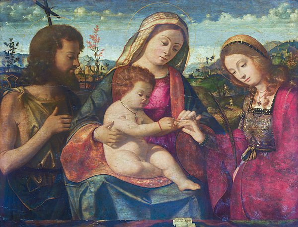Дева Мария и младенец со святыми