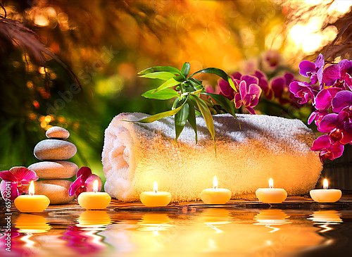 Spa massage - candles and water