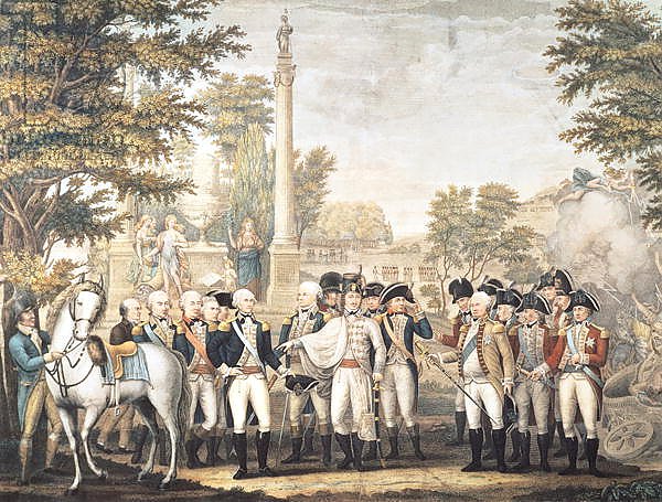 The British Surrendering to General Washington after their Defeat at Yorktown