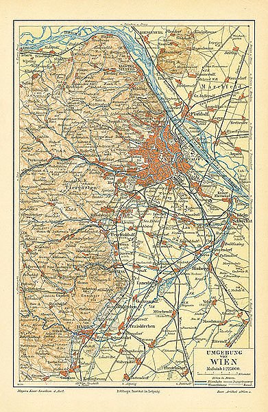 Карта окрестностей Вены, конец 19 в. 1