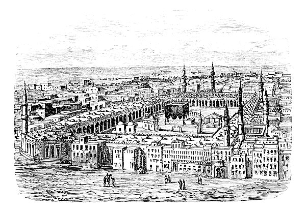 Grand Mosque in Mecca, vintage engraving
