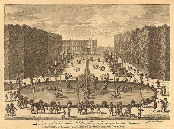 Вид Версальских каскадов и части дворца