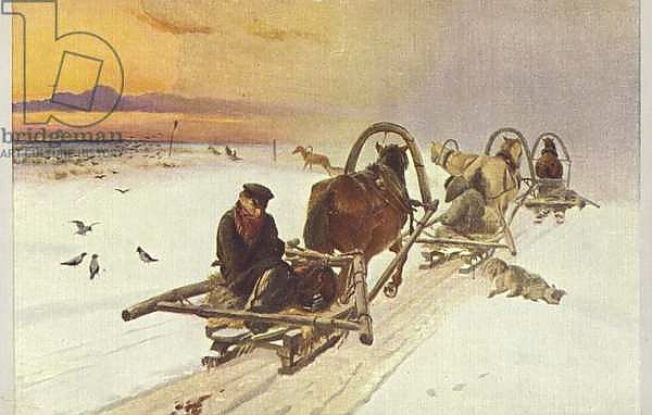 Group of sleighs in Russia, 1871