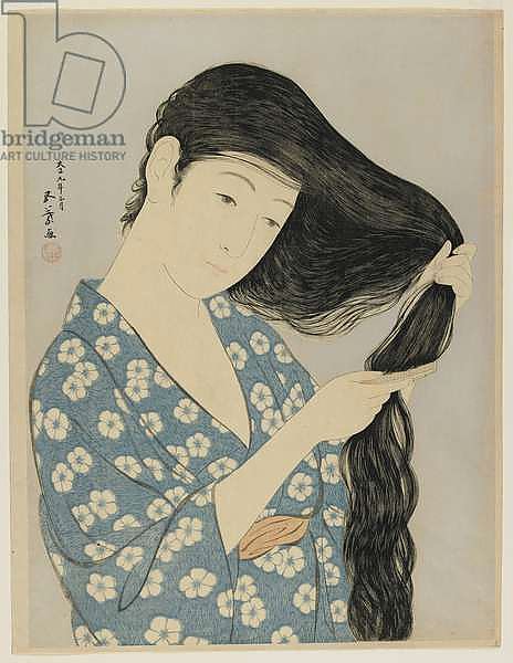 Woman Combing Her Hair, Taisho era, March 1920