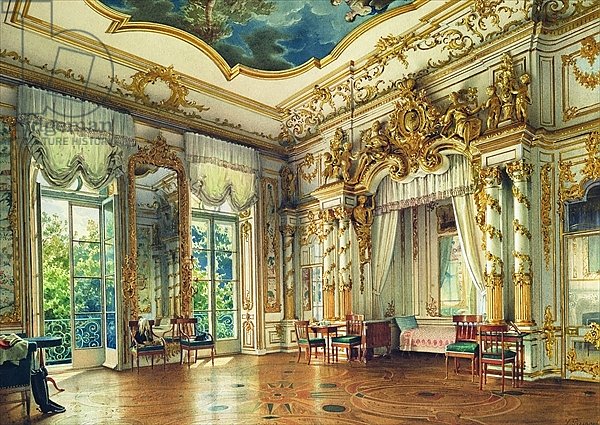 Bedroom of Tsar Alexander I in the Alexander Palace, Tsarskoye Selo, 1855