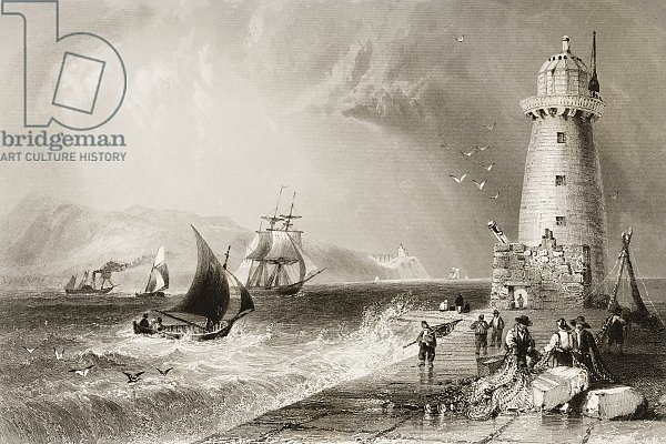 South Wall Lighthouse with Howth Hill in the Distance, Dublin, 1860s