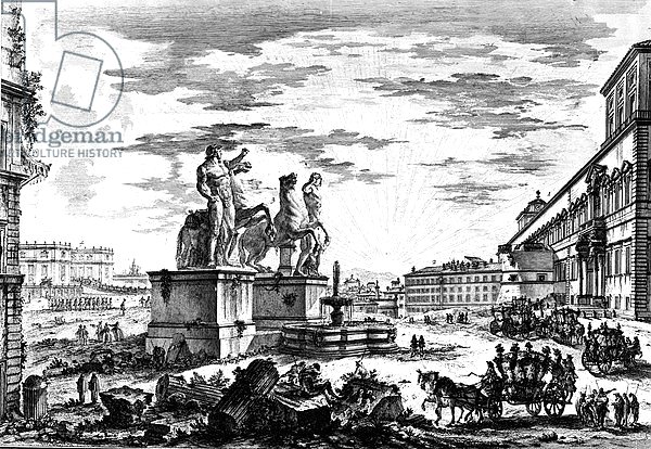 View of the Piazza di Monte Cavallo or the Piazza del Quirinale, c.1760