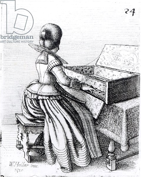 Постер Холлар Вецеслаус (грав) Woman Playing at a Keyboard, 1635