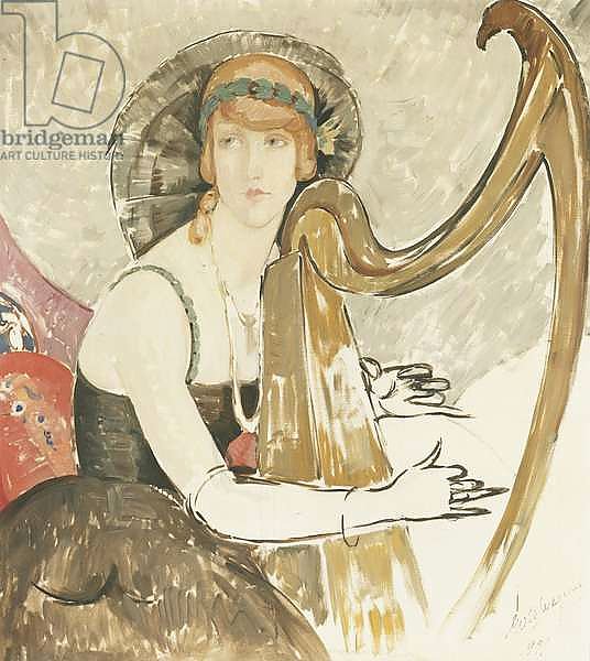 A Lady Playing a Harp, 1921