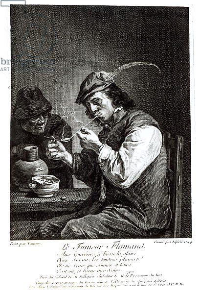 The Flemish Smoker, engraved by Francois Bernard Lepicie, 1744