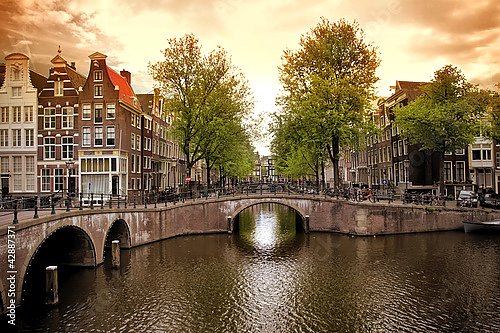Постер Амстердам, каналы