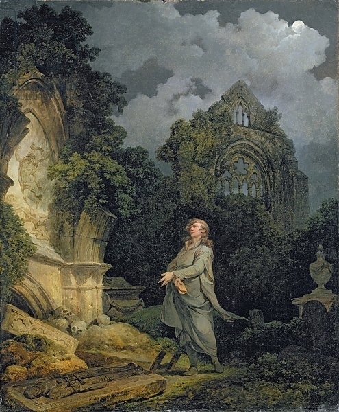 Visitor to a Moonlit Churchyard, 1790