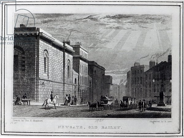 Newgate prison and the Old Bailey, engraved by Robert Acon, 1831