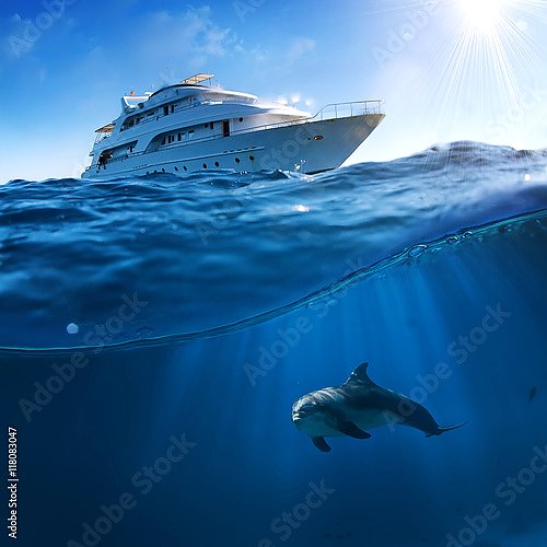 Дельфин и яхта