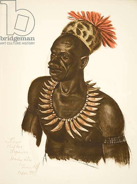Louaho, chef Wagenia, from Dessins et Peintures d'Afrique, executes au cours de l'expedition Citroen Centre Afrique, deuxieme mission Haardt Audouin-Dubreuil,  pub. Paris, 1927