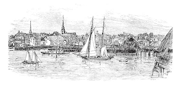 Newburyport in Massachusetts, USA, vintage engraved illustration