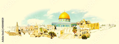 Акварельный эскиз Иерусалима