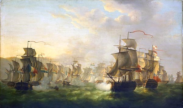 The Dutch and English fleets meet on the way to Boulogne