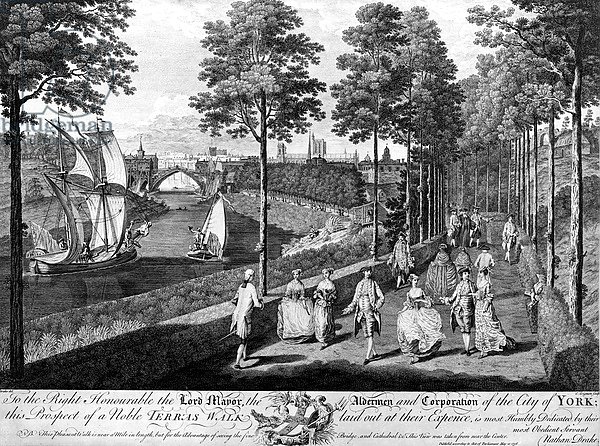 The City of York, a Noble Terrace Walk, print made by Charles Grignon, 1756